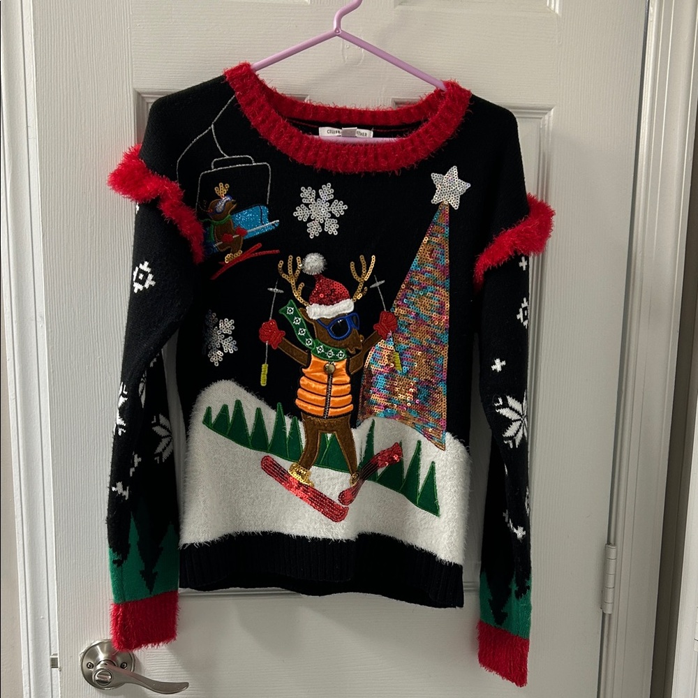 Festive Black and Red Christmas Sweater
